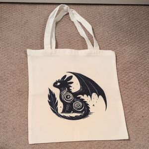 White Tote Bag with Black How To Train Your Dragon Design